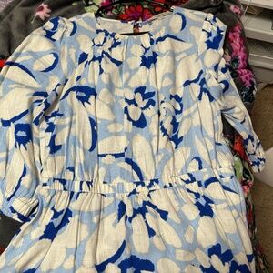 Ann Taylor Loft Blue and White Mini Dress size 10P